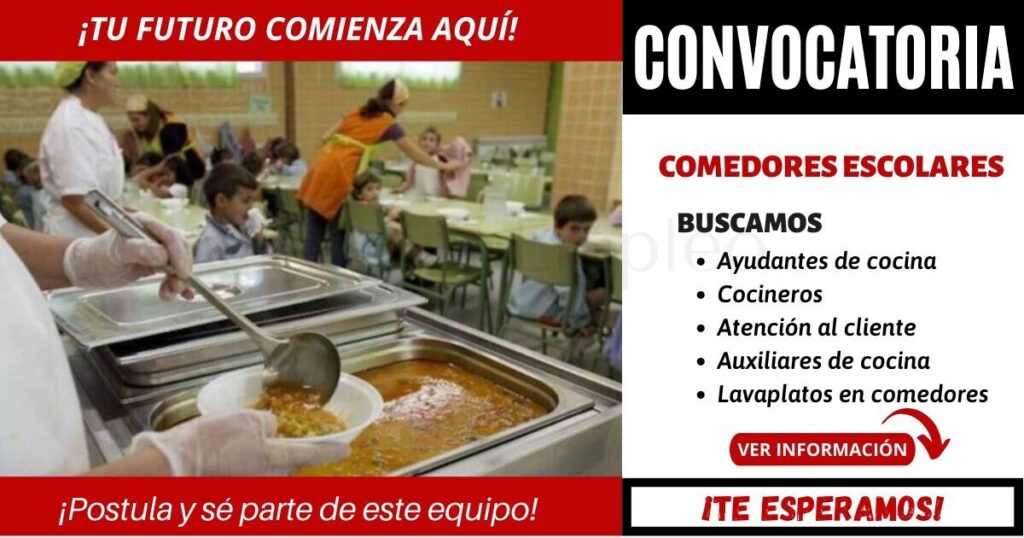 SE REQUIERE PERSONAL PARA COMEDOR ESCOLAR